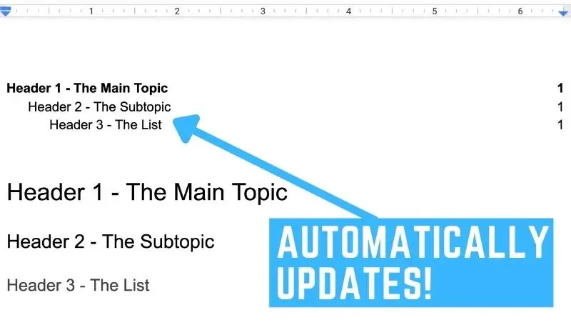 How to add a dynamic table of contents in Google Docs