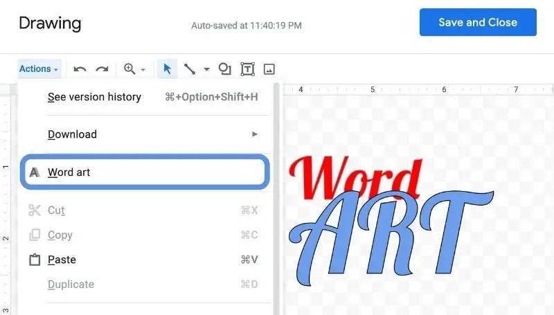 How to insert Word Art and stylize it in Google Docs