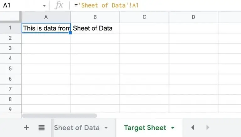 How to refer to data in the same file but different Google Sheet tabs