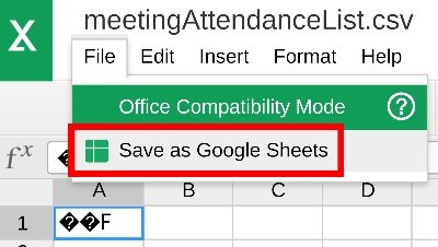 Microsoft Teams attendance file save as Google Sheets