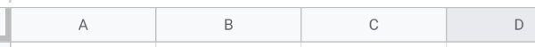 Alphabets at the top row in Google Sheets