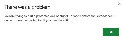 Google Sheets edit protection error