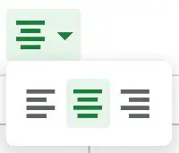 Google Sheets horizontal align