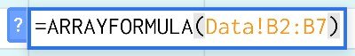 Standard array formula in Google Sheets