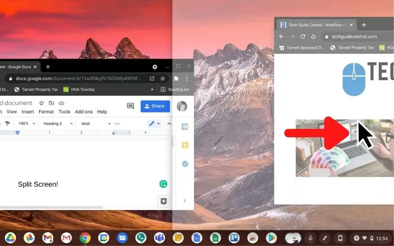 chromebook mouse drag split screen