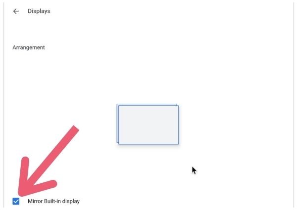 Chromebook mirroring checkbox