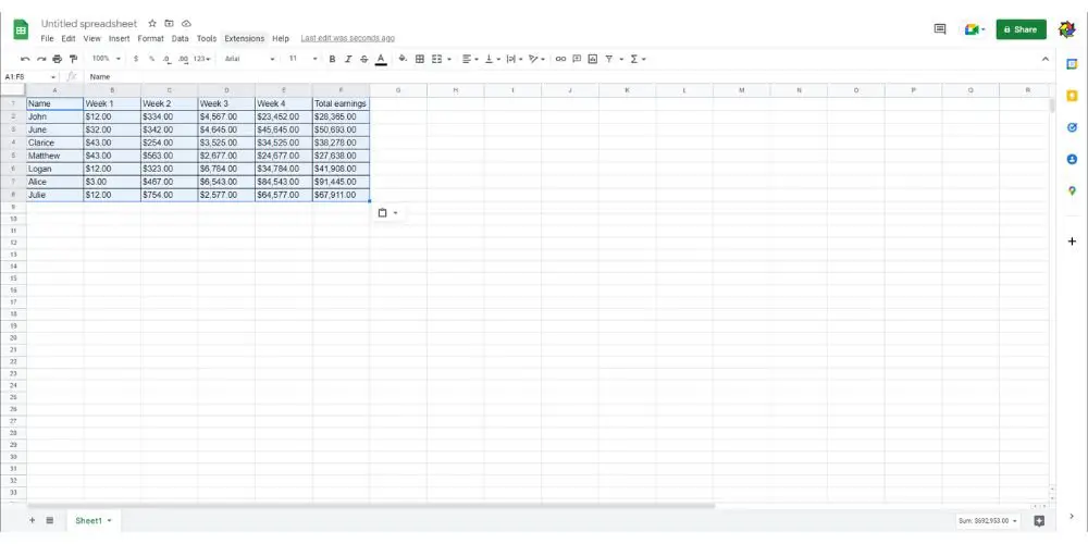 paste the table into google sheets - techguidecentral.com