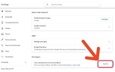 Turning on Linux on Chromebook - Tech Guide Central