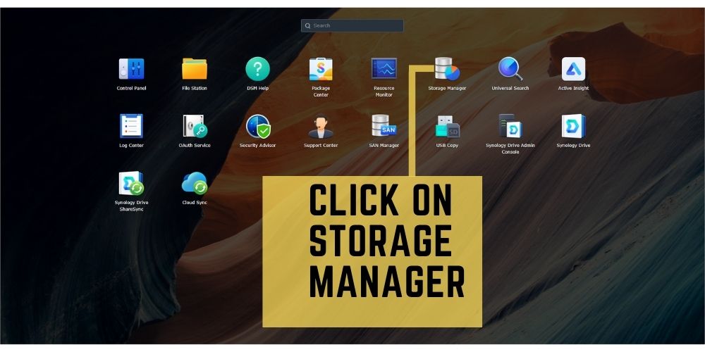 Step 3 Synology Main Menu click on storage manager - TechGuideCentral.com