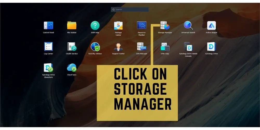 Step 3 Synology Main Menu click on storage manager - TechGuideCentral.com