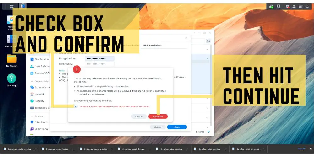 Synology check box and continue - techguidecentral.com