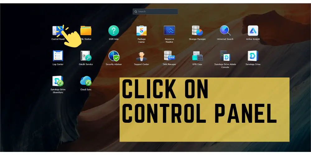 Synology click on control panel - techguidecentral.com